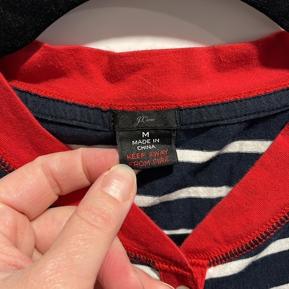 J Crew Unionsuit Onesie Pajamas Navy Stripe Red Jersey Cotton Loungewear EUC - Picture 5 of 10